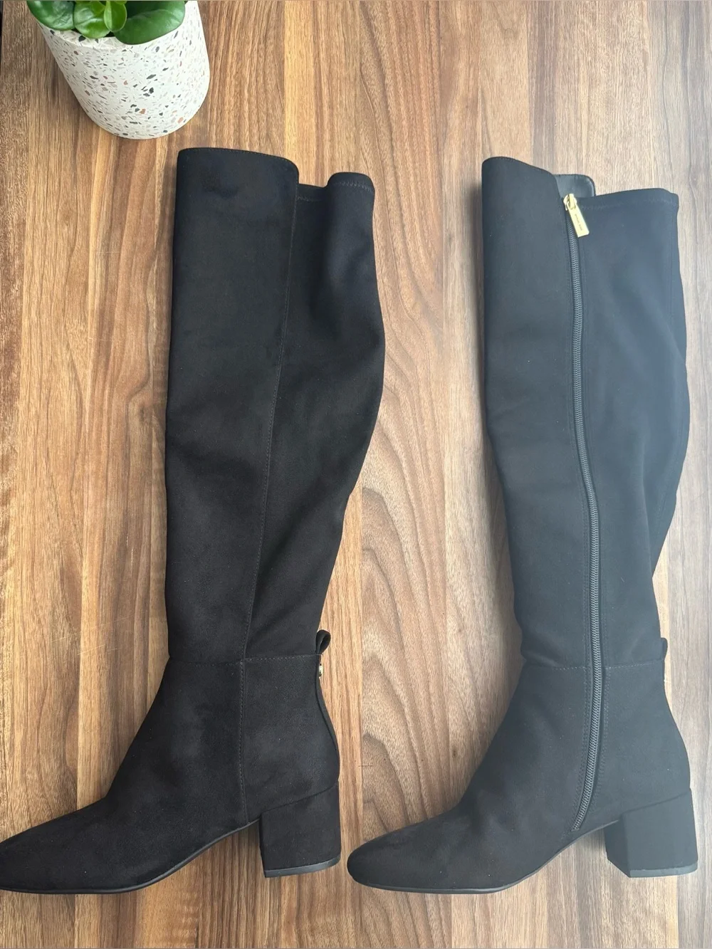 MICHAEL Michael Kors Braden Black Suede Over-the-Knee Heel Boots